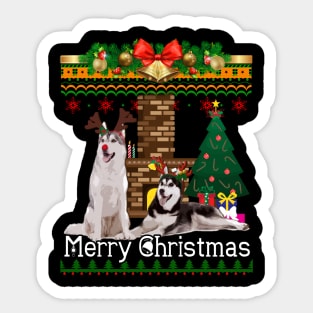 Ugly Christmas Sweater SIBERIAN HUSKY Sticker